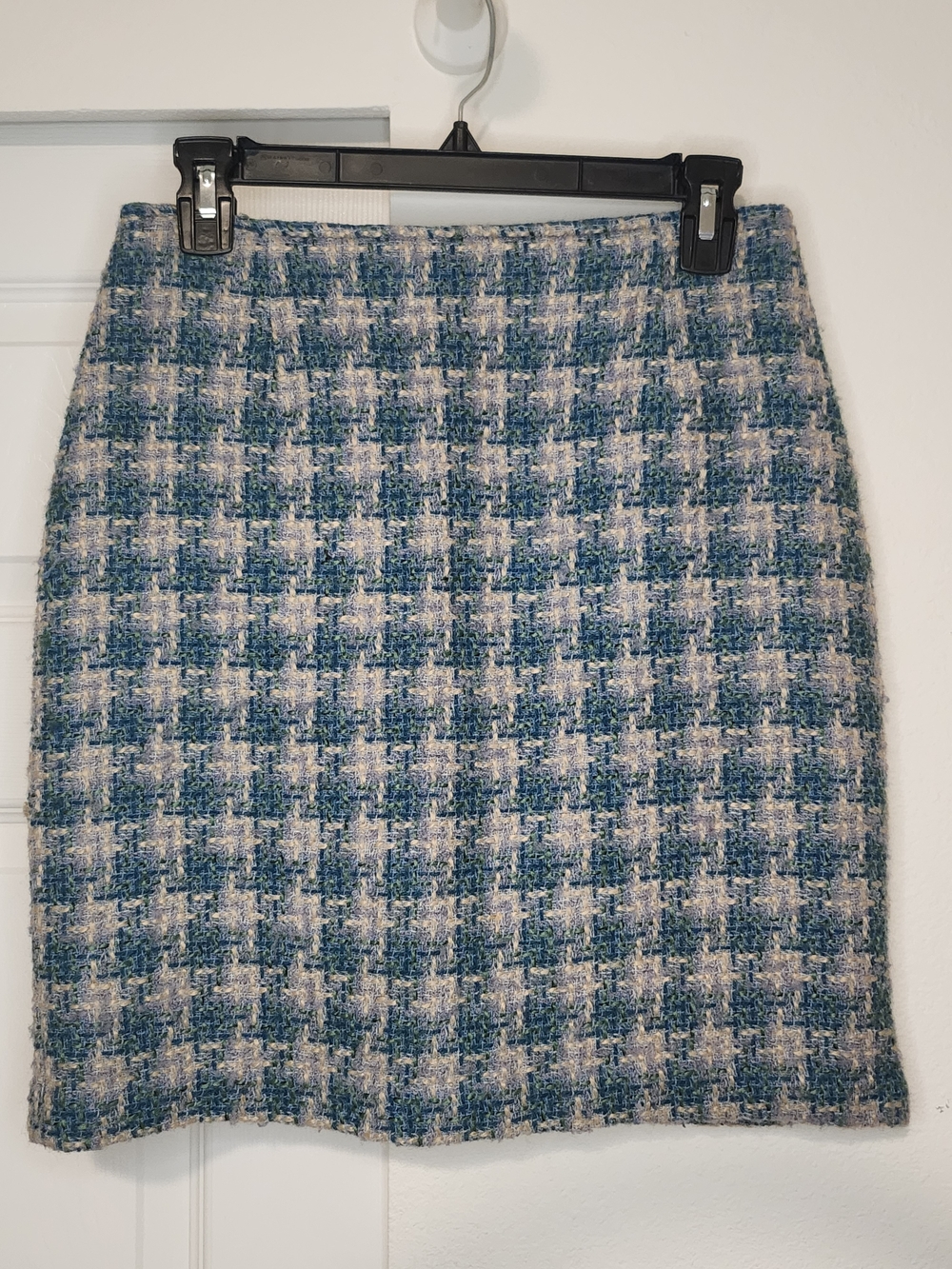 Vintage 90s Forenza Blue Tweed Plaid Mini Skirt